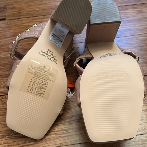 Primark Pink Quilted Studded Block Heels - Picture 5 of 6